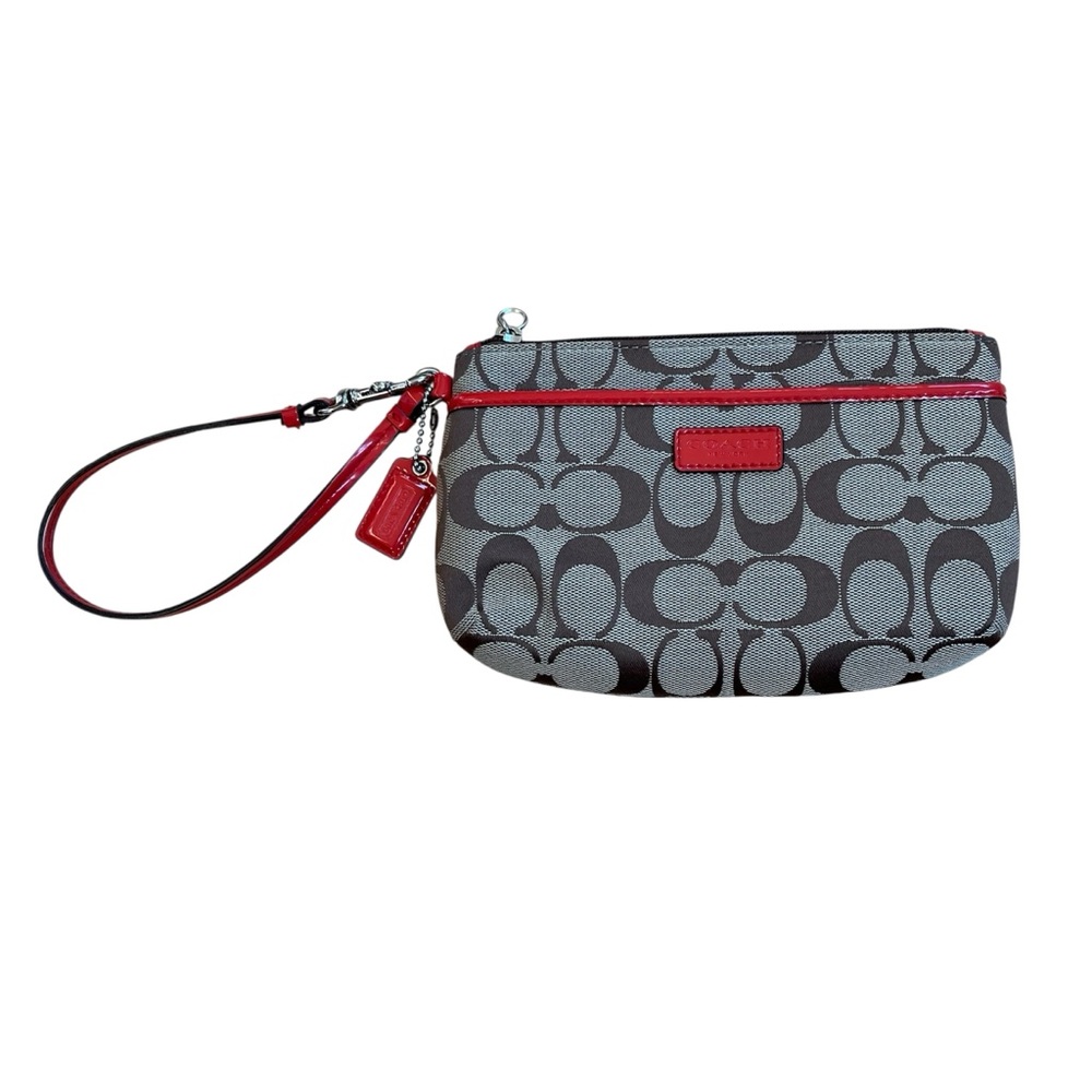 Coach Signature Canvas Wristlet Brown Orange